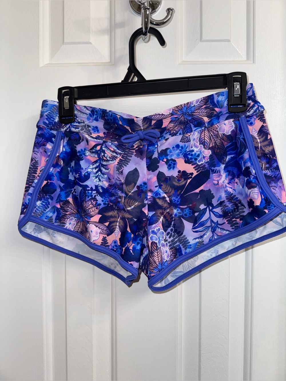 Athleta Girl Cannonball Tropical Purple & Pink Floral Athletic Shorts Size XL/14